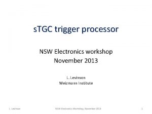 s TGC trigger processor NSW Electronics workshop November