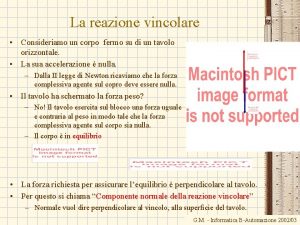 La reazione vincolare Consideriamo un corpo fermo su