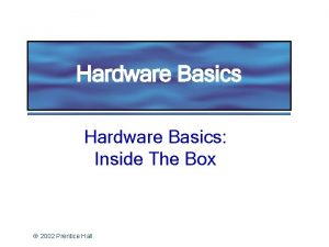 Hardware Basics Inside The Box 2002 Prentice Hall