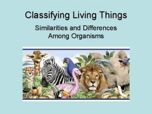 Classifying Living Things Similarities and Differences Among Organisms