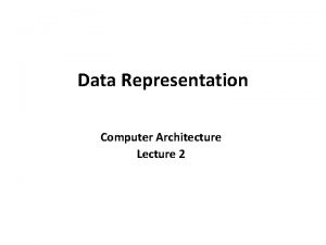 Data Representation Computer Architecture Lecture 2 Presentation Outline