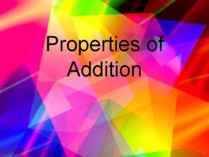Properties of Addition Three Properties of Addition 1