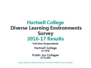 Hartnell College Diverse Learning Environments Survey 2016 17