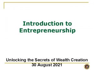 Introduction to Entrepreneurship Unlocking the Secrets of Wealth