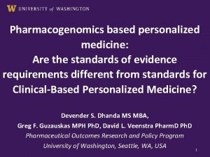 Pharmacogenomics based personalized medicine Are the standards of