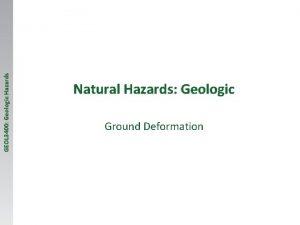 GEOL 3400 Geologic Hazards Natural Hazards Geologic Ground