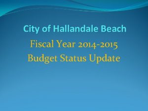 City of Hallandale Beach Fiscal Year 2014 2015