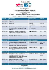 Einladung zum TechnokonomieForum 14 Forschungskolloquium 19 03 2014