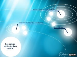 Les structures institutionnelles Les communauts scientifiques Les diteurs