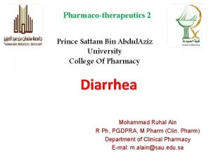 Pharmacotherapeutics 2 Prince Sattam Bin Abdul Aziz University