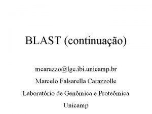 BLAST continuao mcarazzolge ibi unicamp br Marcelo Falsarella