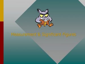 Measurement Significant Figures Objectives After completing this module