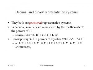 Decimal and binary representation systems They both are