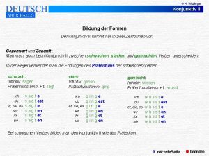 H Witzlinger Konjunktiv II Bildung der Formen Der