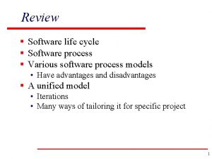 Review Software life cycle Software process Various software