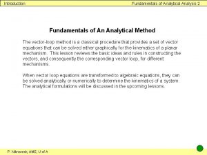 Introduction Fundamentals of Analytical Analysis 2 Fundamentals of