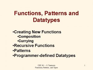 Functions Patterns and Datatypes Creating New Functions Composition