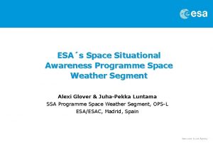 ESAs Space Situational Awareness Programme Space Weather Segment