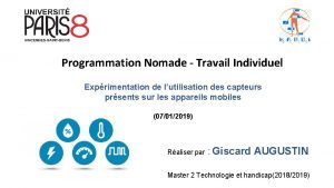 Programmation Nomade Travail Individuel Exprimentation de lutilisation des