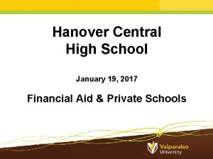 Hanover Central High School January 19 2017 Financial