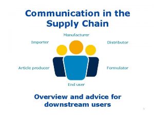 Communication in the Supply Chain Manufacturer Importer Distributor