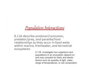 Population Interactions 8 11 A describe producerconsumer predatorprey