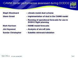 CAMM model performance assessed during DODO 2 Steph