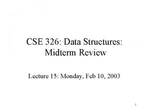 CSE 326 Data Structures Midterm Review Lecture 15