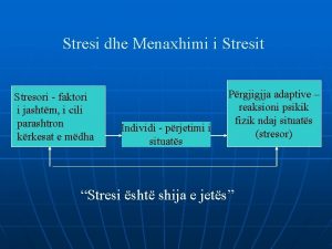 Stresi dhe Menaxhimi i Stresit Stresori faktori i