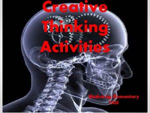 Creative Thinking Activities Shakerag Elementary TAG SCAMS The