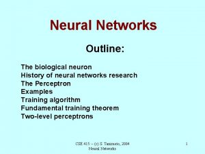 Neural Networks Outline The biological neuron History of