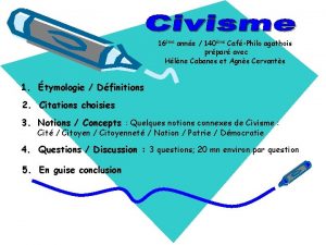 16me anne 140me CafPhilo agathois prpar avec Hlne