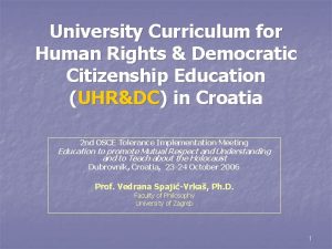University Curriculum for Human Rights Democratic Citizenship Education