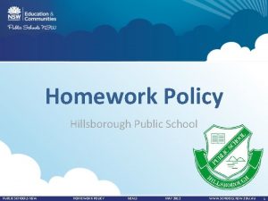 Homework Policy Hillsborough Public School PUBLIC SCHOOLS NSW