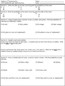 Algebra 2Trigonometry 12 5 Probability and Odds Practice