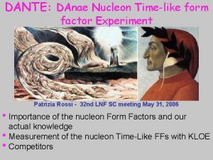 DANTE DAnae Nucleon Timelike form factor Experiment Patrizia