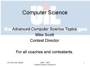 Computer Science Advanced Computer Science Topics Mike Scott
