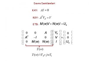 Devre Denklemleri KAY KGY ETB Diren Devreleri Srekli