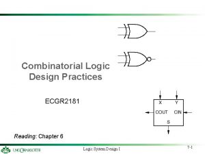 Combinatorial Logic Design Practices ECGR 2181 Reading Chapter