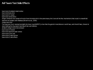 Ad Tauro Test Side Effects tauro test shredabull