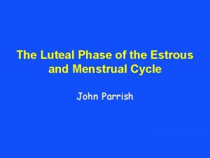 The Luteal Phase of the Estrous and Menstrual