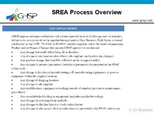 SREA Process Overview www ghsp com A JSJ