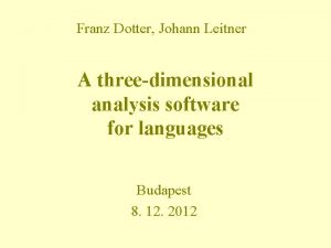 Franz Dotter Johann Leitner A threedimensional analysis software