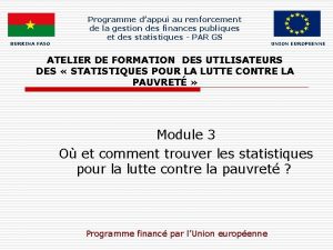 BURKINA FASO Programme dappui au renforcement de la