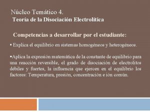 Ncleo Temtico 4 Teora de la Disociacin Electroltica