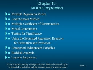 Chapter 15 Multiple Regression n Multiple Regression Model