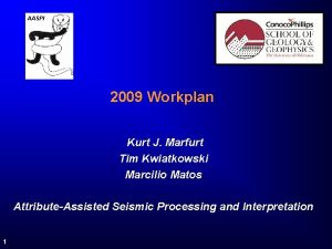 AASPI 2009 Workplan Kurt J Marfurt Tim Kwiatkowski
