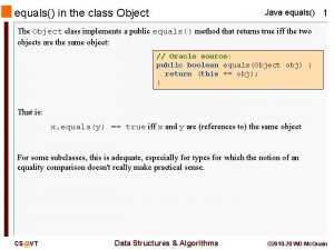 equals in the class Object Java equals 1