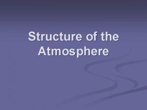 Structure of the Atmosphere Atmospheric Composition n The