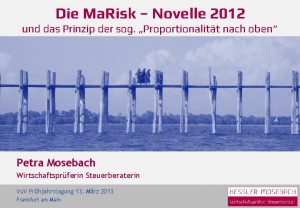 Die Ma Risk Novelle 2012 und das Prinzip